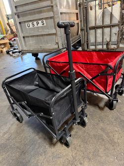 Folding Utility Wagon Cart Red and Black