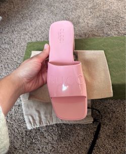 Gucci Pink Rubber Slide Sandals