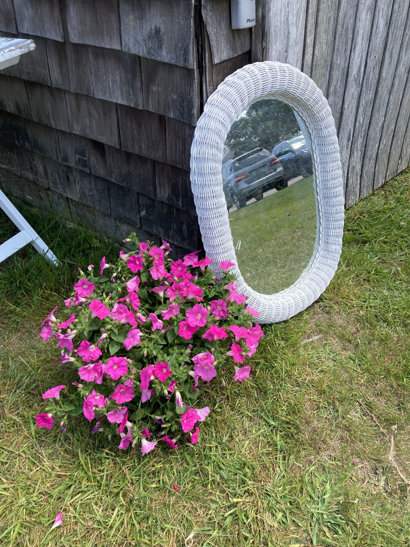 Vintage Lg Wicker Mirror