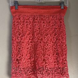 PRISTINE Brand Coral Crochet Knit Overlay Cotton Mini Skirt Women's Size Small