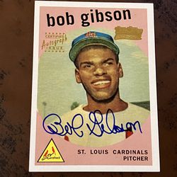 BOB GIBSON auto baseball card Topps COA 🔥⚾️🔥 HOF 