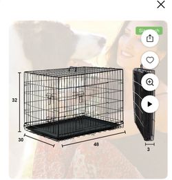 BestPet 48 inch Foldable Metal Dog Crate for Large Dogs, Double Door, Divider, Removable Tray(Black)