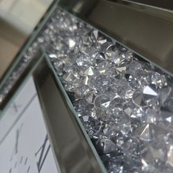 Crystal  Crushed Diamond Mirrored Clock 