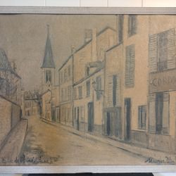 VINTAGE FRAMED ARTWORK, LITHOGRAPH, SIGNED MAURICE UTRILLO V,  ELISE DE STRINS
