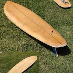 ⭐$500 7'4 Rare Vintage Surfboard Shortboard Super Thick With Vintage Red, White, And Blue Single Fin