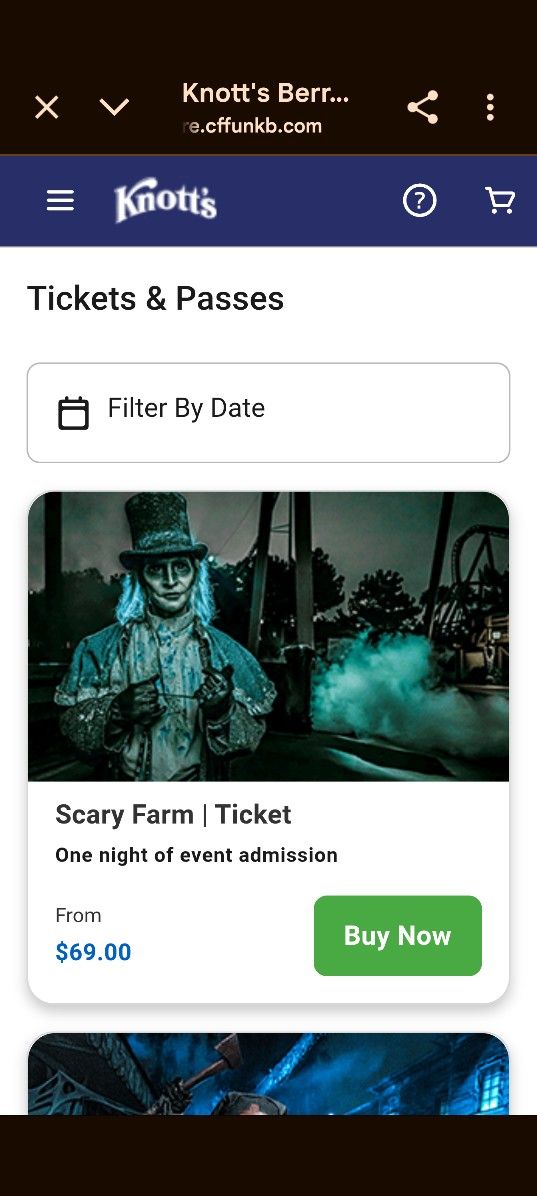 Pair Of Knotts Scary Farm Tickets