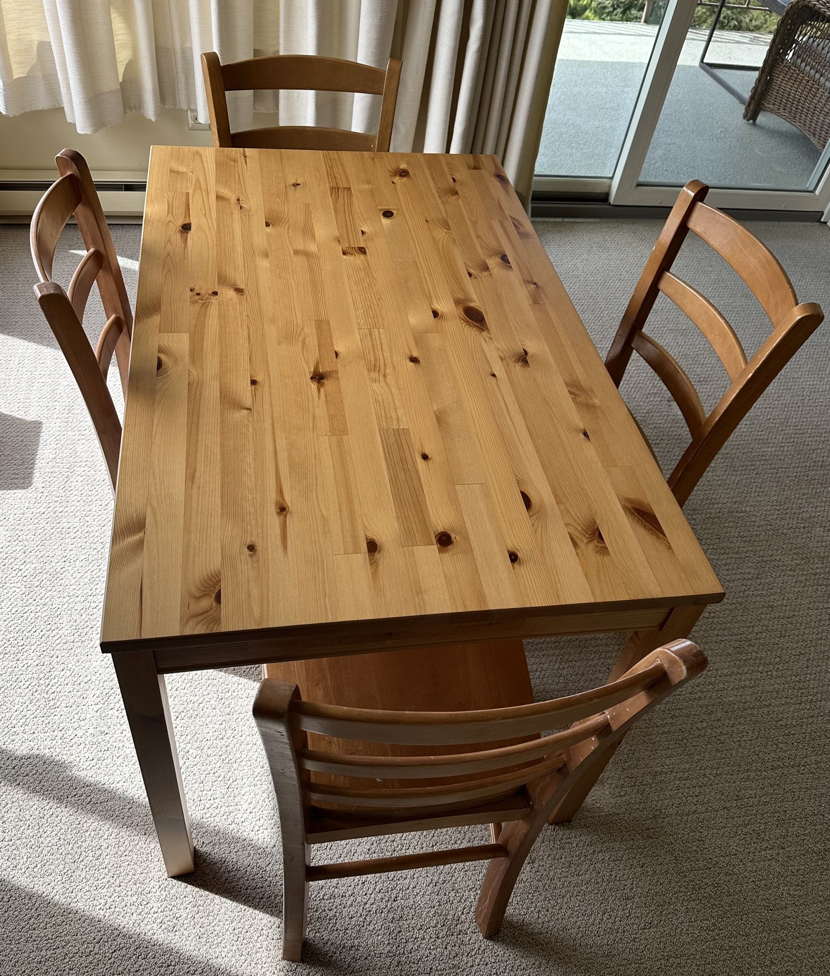 Wooden Dining Table With 4 Chairs 