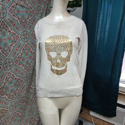 Hard Candy Glitter Skull Sweater Top, Size S