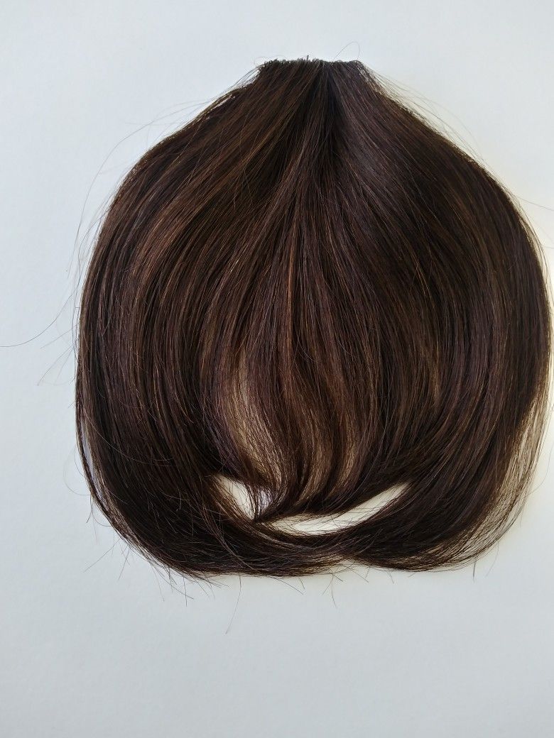 #4 human hair bangs ( Chocolate brown) easy to clip on and style yourself