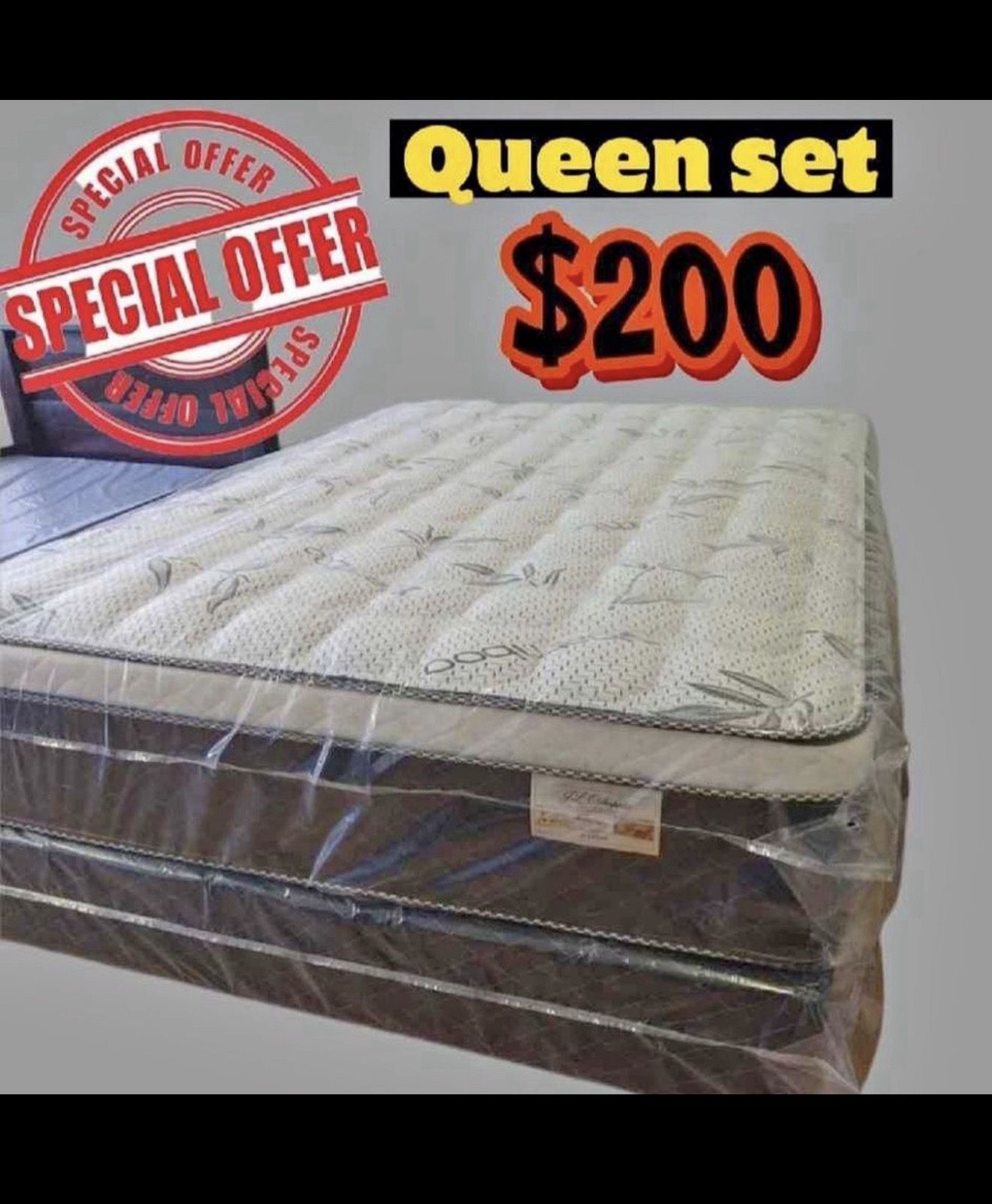 Queen Size Pillow Top Mattress With Box Spring 