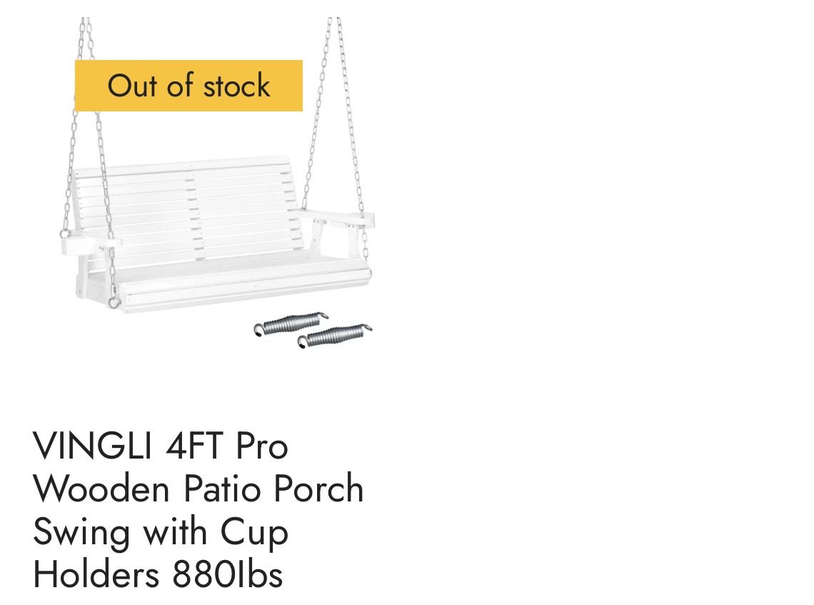 Wooden Patio Porch Swing (BRAND NEW)