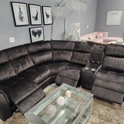 3 Manuel Recliners Soft Sectional Grey