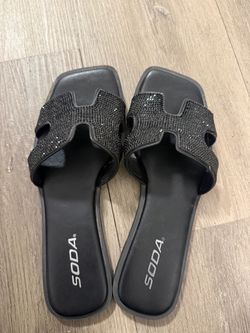 Sparkly black sandals
