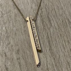 Banana Republic Gold Tone Stick Pendant Necklace 