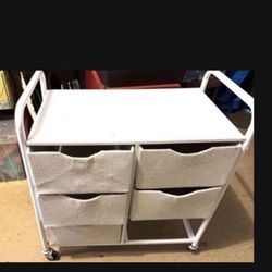 Target Beige & White Storage Rolling Cart missing one fabric drawer, does not Detract from its functionality