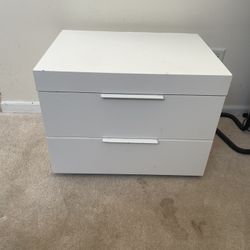 Two Drawer High Gloss Nightstand