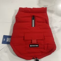 Spark Paws Dog Winter Jacket, Water-Resistant Coat, Warm Reflective Windproof Fleece-Interior, for Small &Medium  Dogs - Red - Size Medium
