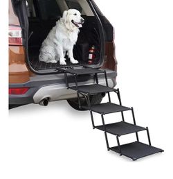 Dog Stairs for Cars and SUV Large Dog Steps, Portable Pet Stairs for High Beds, Trucks, Foldable Lightweight 5 Steps Dog Ramp with Non-Slip Surface