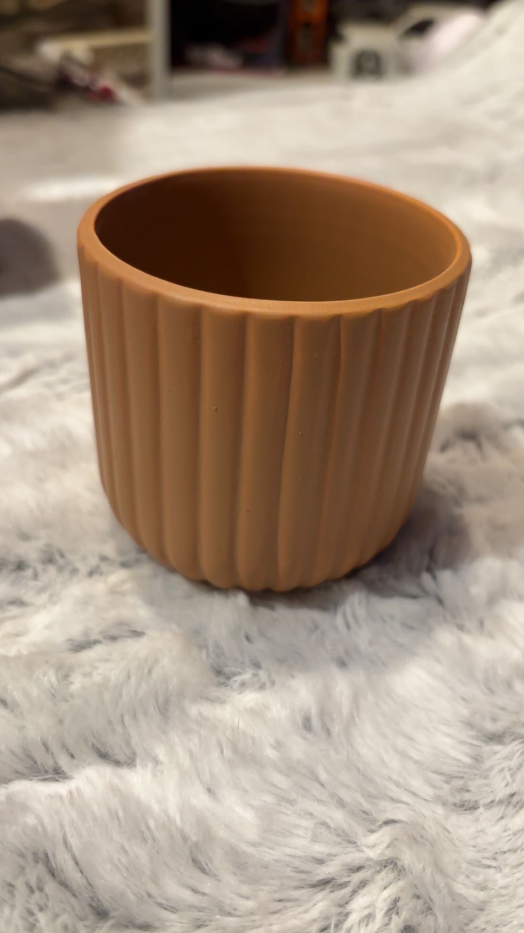 Set of 6 Small Brown Ceramic Round Flower Pots for Succulents and Herbs