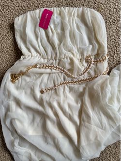 LOVE CULTURES Tube Maxi Dress with gold belt - Color Ivory - Size Large  Brand New with Tags
