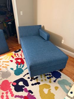 Blue Fabric Chaise Lounge