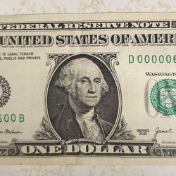 2021 $1 Bill (Low Serial #)
