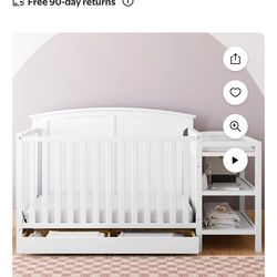 5 in 1 convertible crib with changing table and drawer