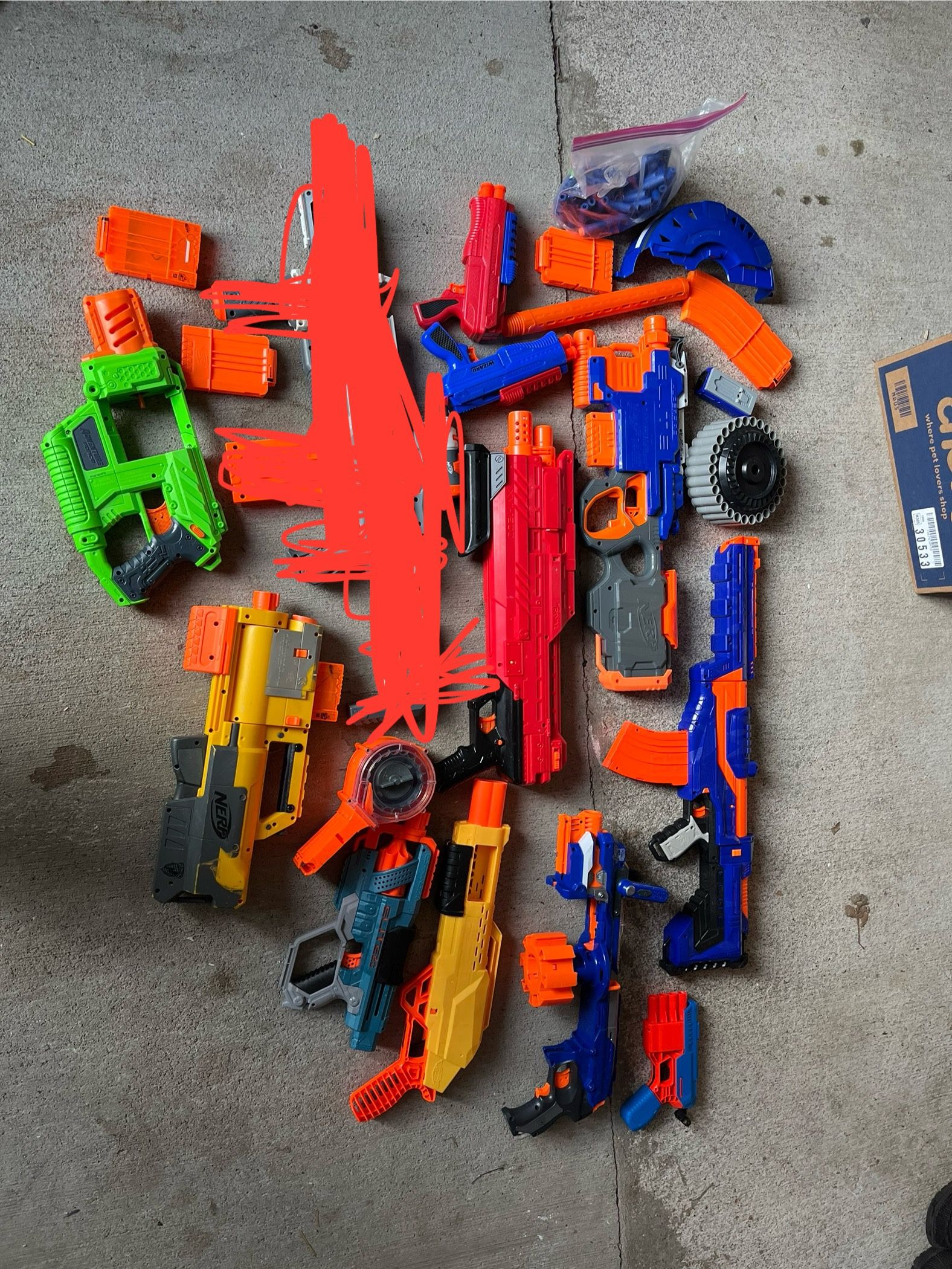 Nerf Gun Lot And Accessories