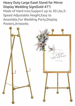 Heavy Duty Gold Metal Easel Stand 47"