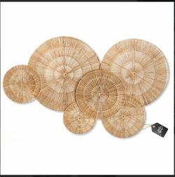 Chi An Home Woven Rattan Wall Art Set Chi An Home Woven Jute Wall Decor Plate Set of 6