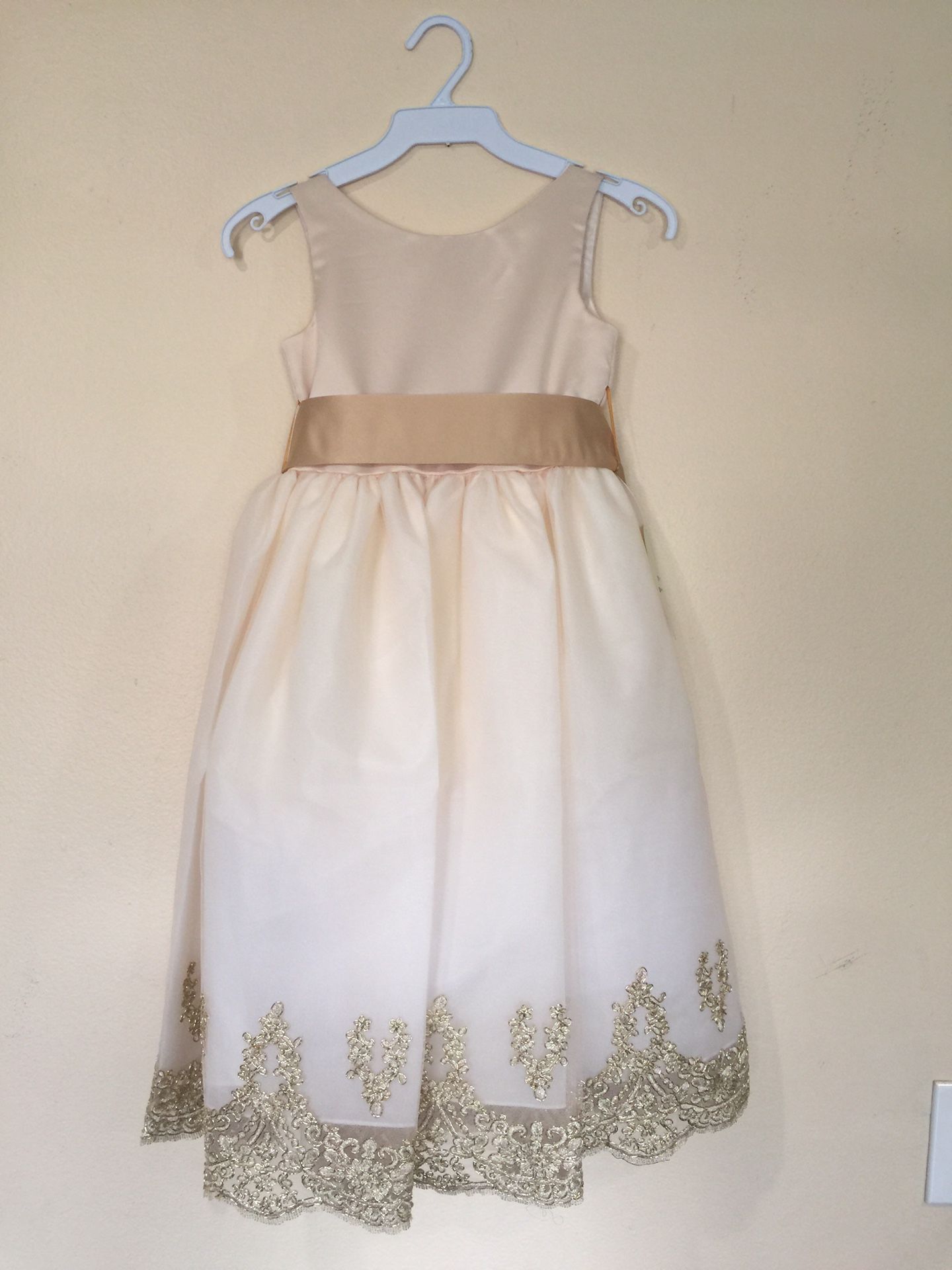 New Taupe Champagne Flower Girls Party Dress Size 10