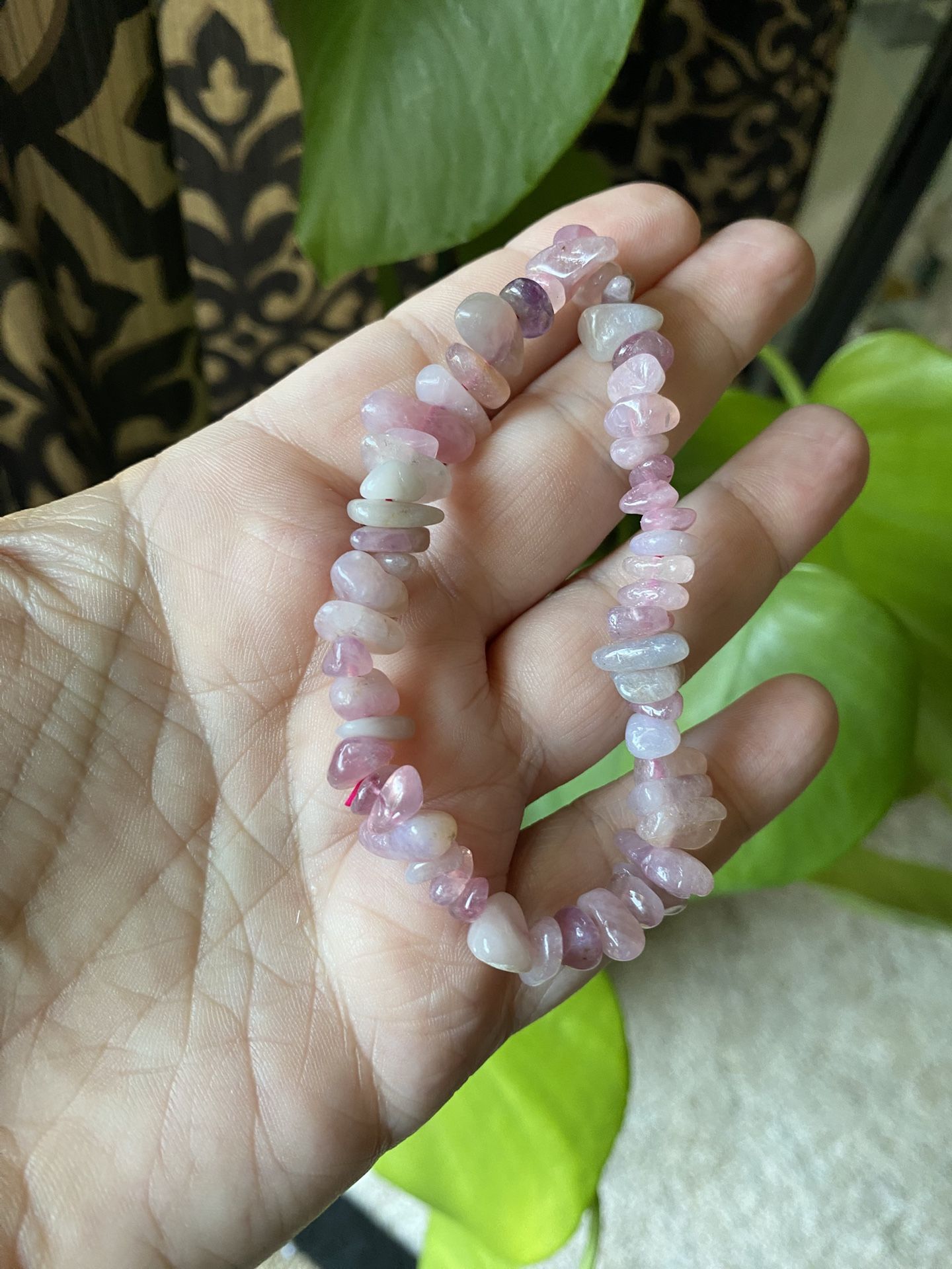 Lavender Rose Quartz Chip Bracelet 