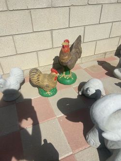 New Rooster and Chicken made out of cement