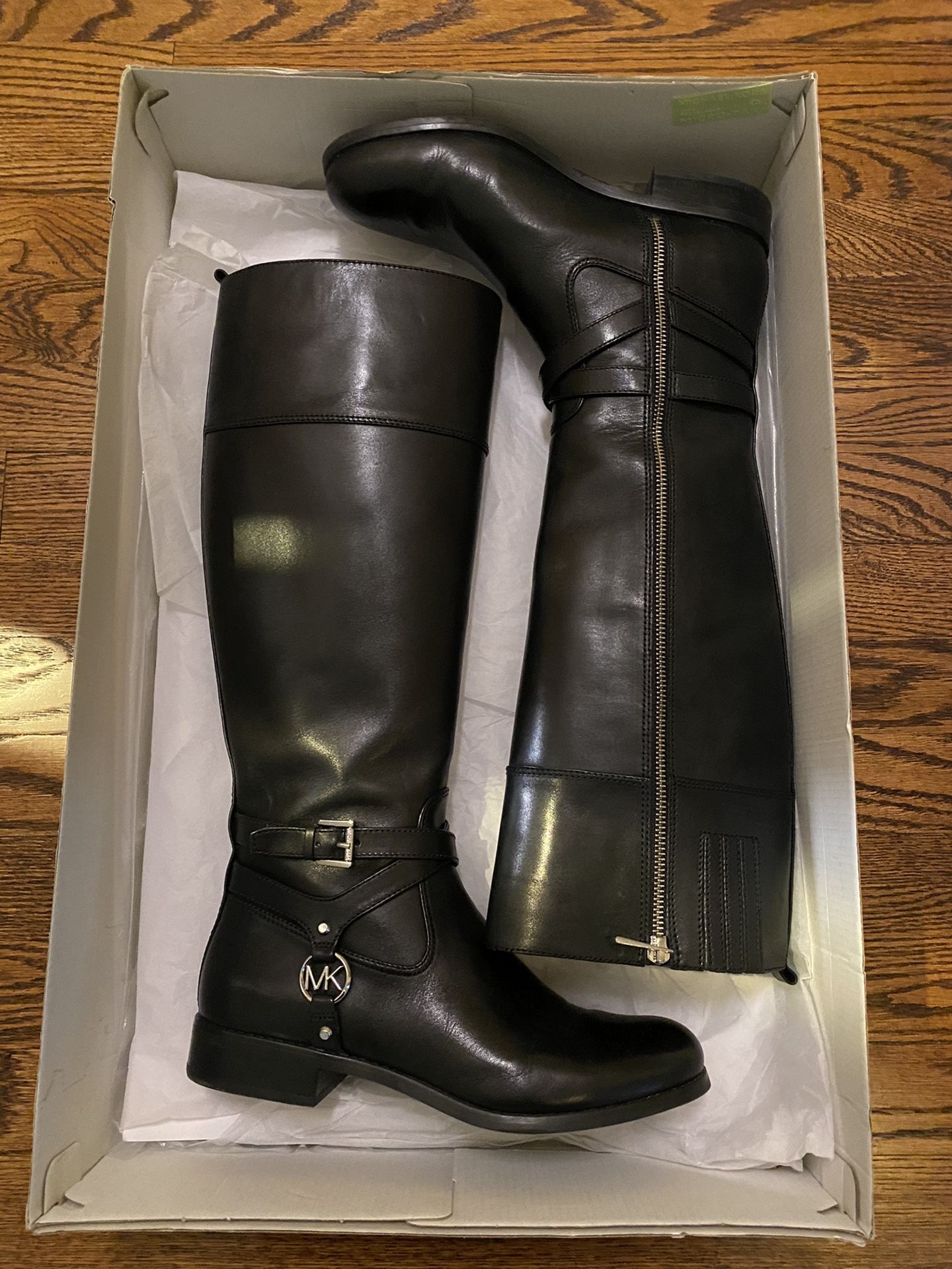 Preston Leather Michael Kors Preston Wide Calf Boots Michael Kors