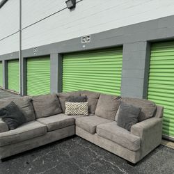 Grey L Shaped Sectional (Free Delivery)