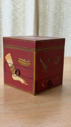 Hand-Painted Indian Mango Wood  Jewelry Box with Drawers