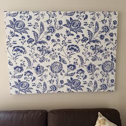Blue & White Floral Canvas Art
