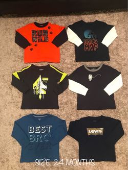 LIKE NEWā¼ļø 24 MONTHS ⢠WINTER LONG SLEEVE SHIRTS FOR TODDLER BABY BOY- LEVIS, OSHKOSH, AND MORE