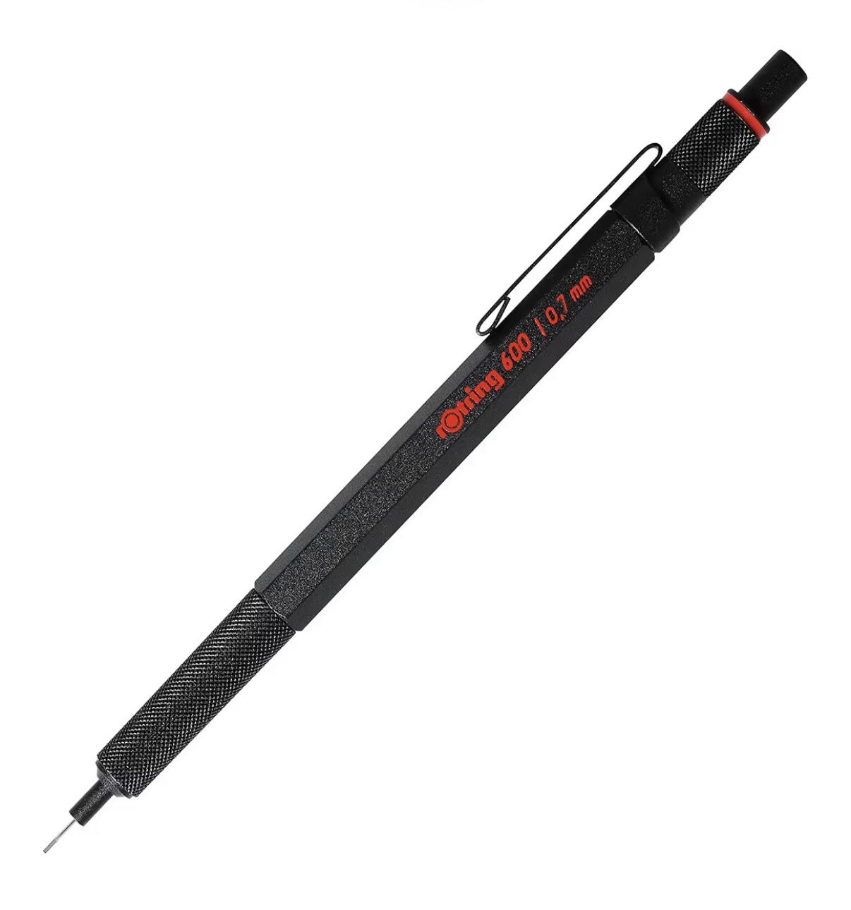 rOtring 600 Full-Metal Body 0.7mm Mechanical Pencil, Black, for Precise Ruler-Based Drawing