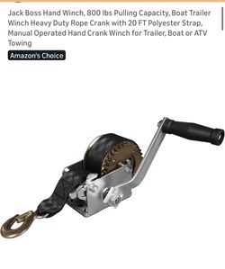Jack Boss Hand Winch 800 lbs Pulling Capacity 20 FT Polyester Strap Manual Operated for Boat Trailer ATV Towing