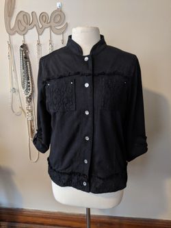 Onque Casuals Size Large Black Jacket tons of details