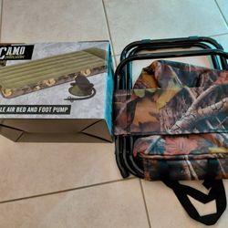 Camouflage Inflatable Air Bed w/Chair - NEW