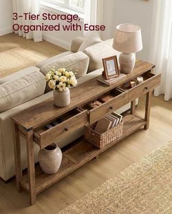 ❤️‍🔥 #B  Inche Narrow Console Table with 3 Drawers and Open Storage Shelf$90