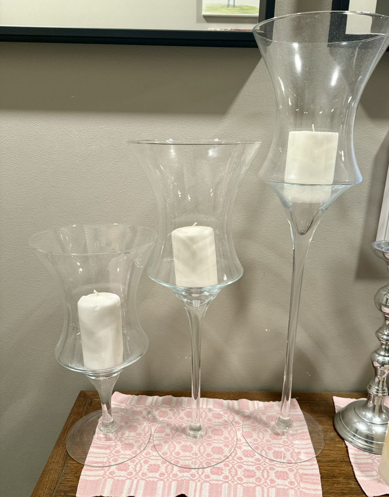 3 Piece Glass Candle Holders