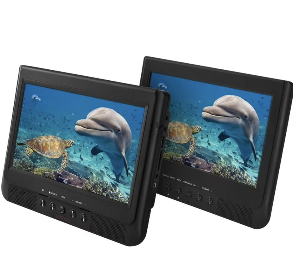 Onn10" Dual Screen DVD Player with Digital Panel, Black 100122641