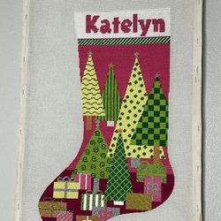 Needlepoint Oh Christmas Tree Pink On Canvas The Meredith Collection 