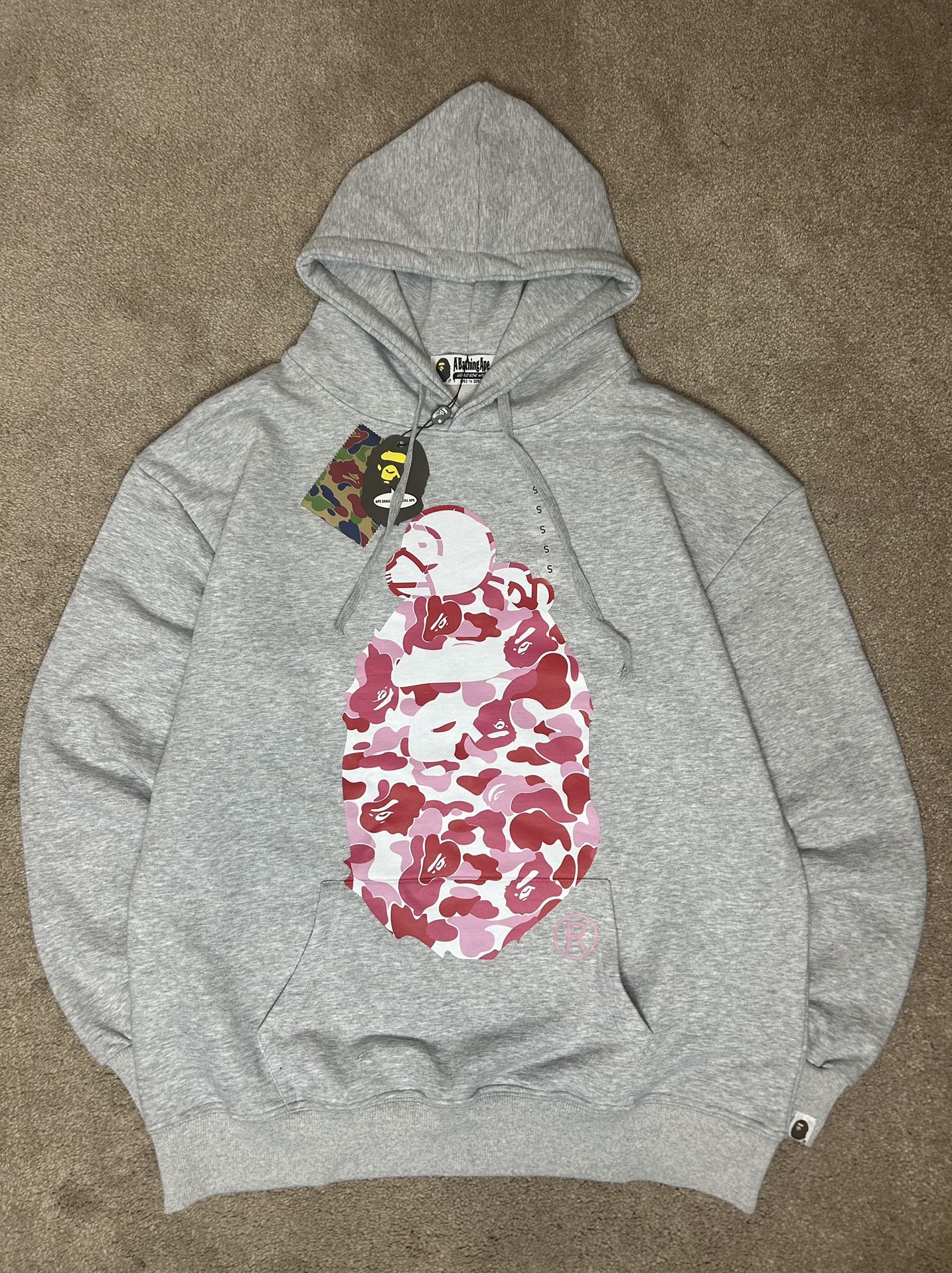 Pink Camo Ape Hoodie- Gray