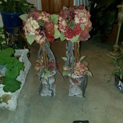 2 Large Tall Flower Topiaries