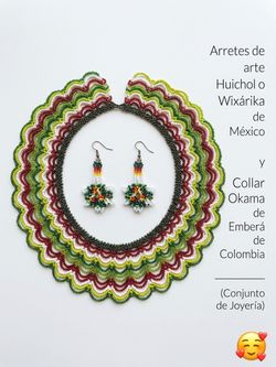 Vendo $70 Cada UNA Set Handmade Beaded Collar Necklaces with Earrings