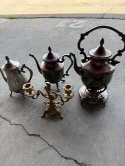 Vintage Sheridan Silverplate Tilt Tea Pot  Coffee Stand & Warmer Burner Set VGC